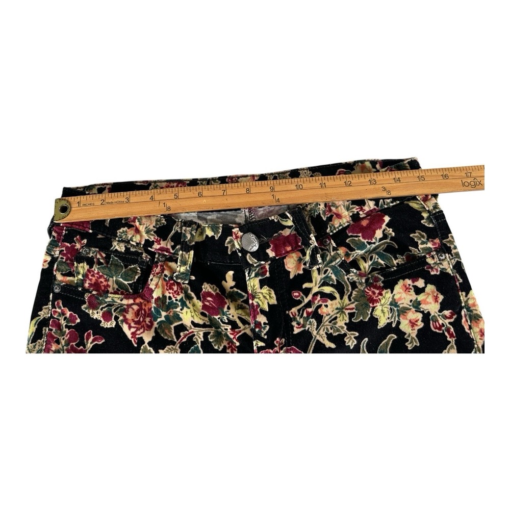 Free People Size‎ 27 Corduroy Black Floral Pants Jeans Slim Straight - Picture 9 of 16